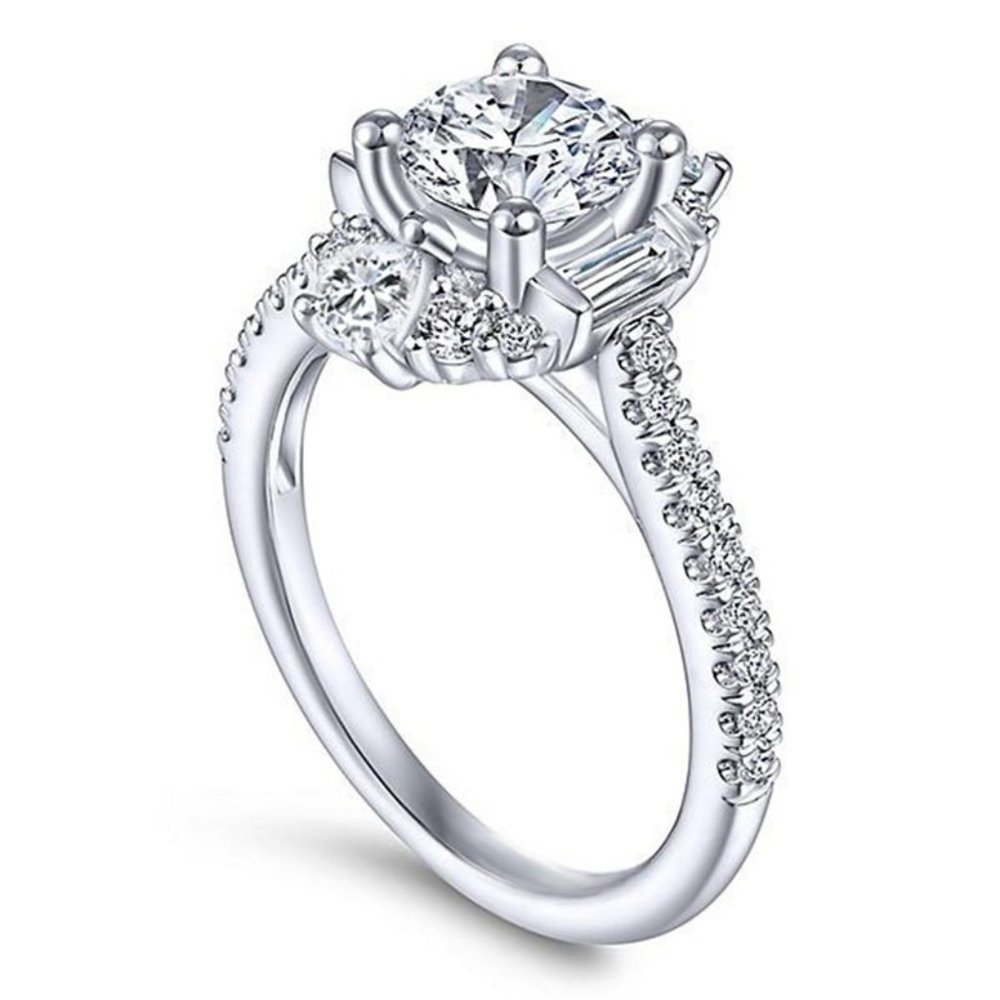 💝 Plain Romantic Gemstone CZ Thin Wedding Rings for Women, EVGG1586